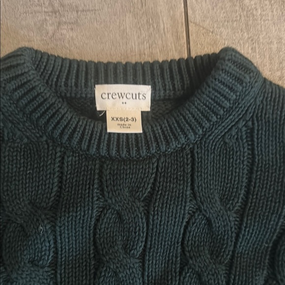 Crewcuts Green Cable Knit Crew Neck Sweater - Picture 2 of 2